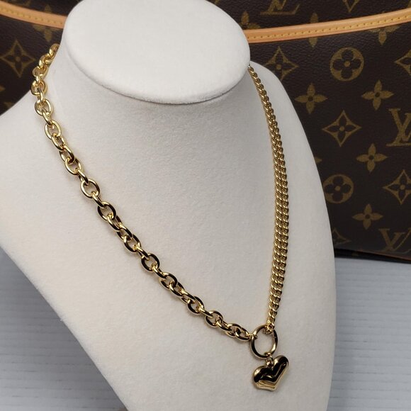 Authentic Louis Vuitton Gold Padlock Pendant w/ unbranded Stainless Steel Chain - Picture 10 of 13